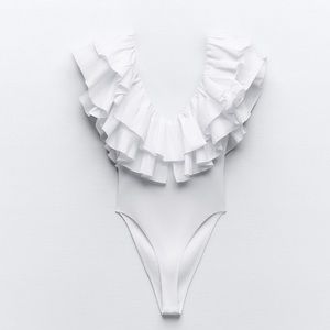 Zara Ruffled Bodysuit White